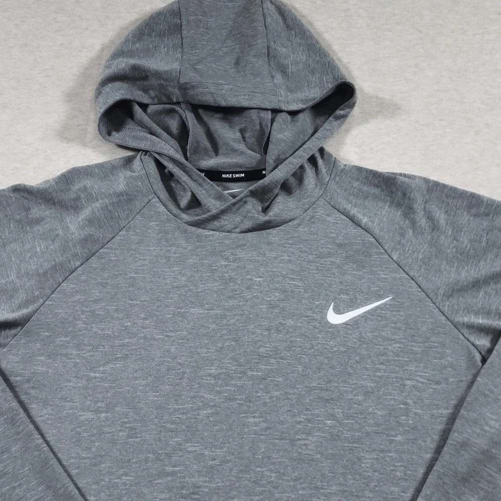 Nike Mens S Small Gray Dri FIT UPF 40 Swim Hoodie Long Sleeve Rashguard Shirt - Picture 3 of 9